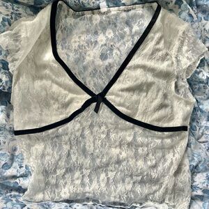 White Lace Top with Black Trim